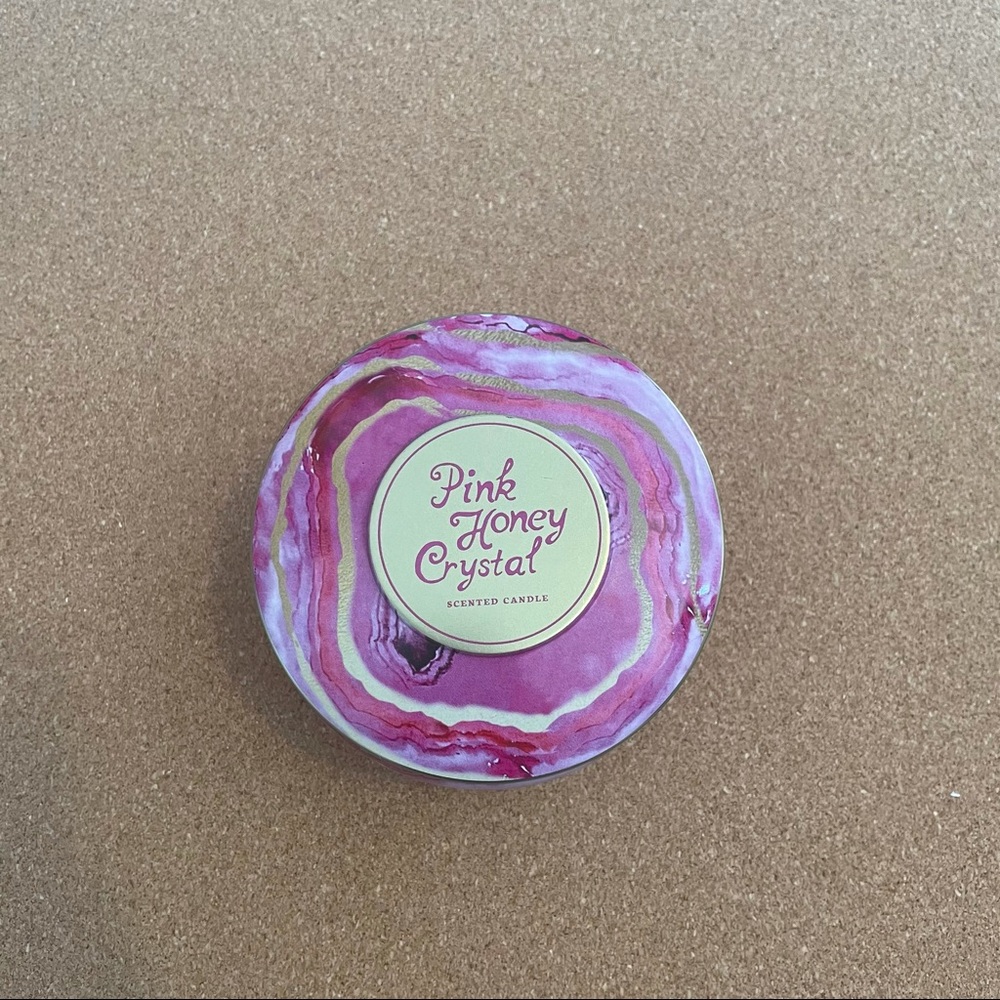 Pink Honey Crystal Candle in Tin